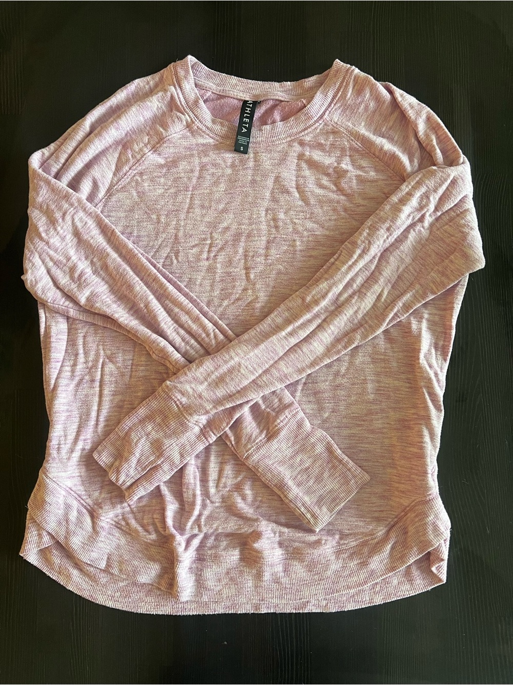 Athleta Heathered Light Pink Long-Sleeve Crew